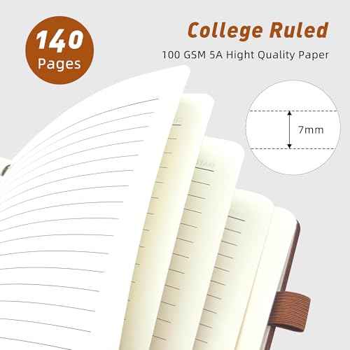 Lined Spiral Journal Notebook for Women & Men, College Ruled Hardcover Notebook for Work & Note Taking, Journals for Writing, 100 GSM, Business, School, 140 Pages, A5(5.8"x8.5") - Brown