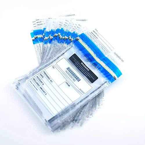 Clear Deposit Bags, Tamper-Evident Bags, Security Bank Pocket, 6 x 9 Inches (200)