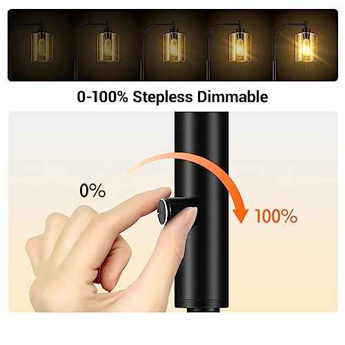 BoostArea Dimmable Floor Lamp, Standing Lamp with Glass Lampshade, 6W LED Bulb Included, Modern Standing Lamp, Bright LED Lamp for Living Room and Bedroom, Office