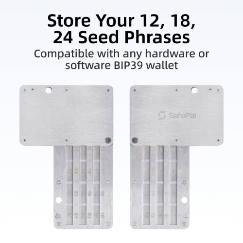 SafePal Cypher - Crypto Seed Phrase Backup, Metal Seed Board, Cold Storage for Mnemonic, Steel Bitcoin Wallet, Store up to 24 Seed Words, Compatible with BIP39 Crypto Wallets, Ledger, Trezor, Metamask
