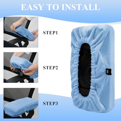 Office Chair Arm Pads - Memory Foam Elbow Cushions with Zipper, Anti-Slip