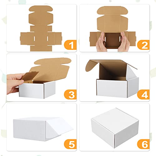 Eupako 4x4x2" Corrugated Box Mailers 50 Pack White Cardboard Small