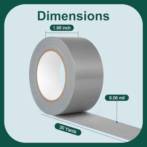 AISIMEE12-Pack Heavy Duty Duct Tape, 9 Mil Thick, 1.88¡± x 30 Yards, Waterproof & Residue-Free, Strong Adhesive for Indoor & Outdoor Repairs, All-Weather, Silver