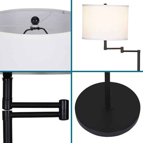 Catalina Lighting 24289-000 Modern Floor Lamp with Caged Shade for Office, Living Room, Dorm or Bedroom, Smart Home Compatible, Bulb Not Included, 60", Black