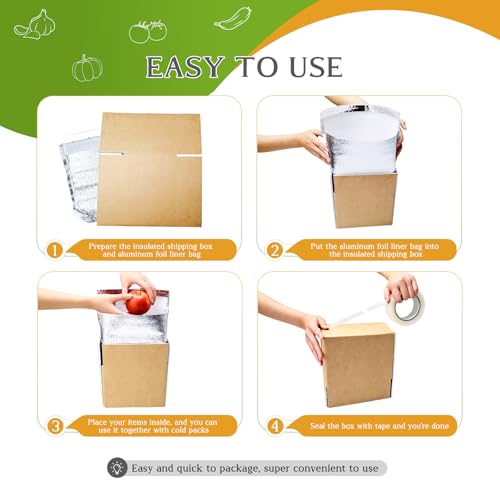Convivium 2 Pack Insulated Shipping Boxes with Aluminum Foil Liner, 8x5x6 Inches, Hot & Cold Food Delivery