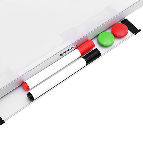 Amazon Basics Large Magnetic Dry Erase Whiteboard 35.4x23.6 Inches with Aluminum Frame, Wall Mountable, Pen Tray, Office & Classroom Use