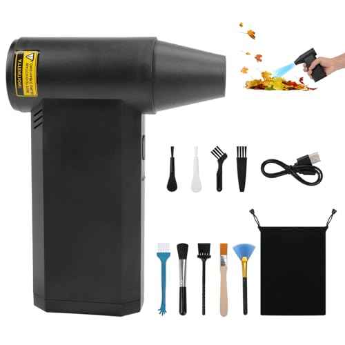 Compressed Air Duster,200000RPM Super Power Electric Air Duster, Leaf Blower,3 Gear Adjustable Mini dust Blower with LED Light, Rechargeable Air Blower with 9 Brushs for Keyboard/PC/Car/Home Cleaning