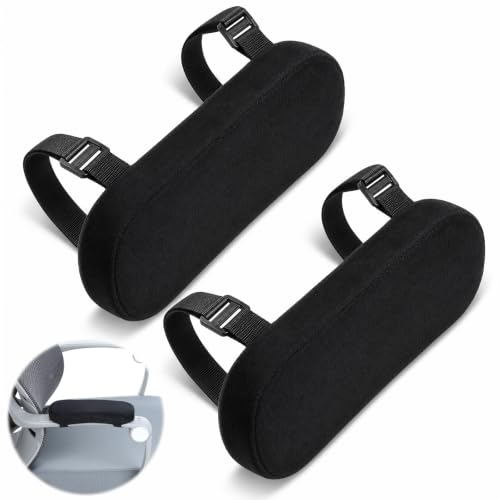 Skrfren 2-Pack Non-Slip Armrest Pads Black | Ergonomic Memory Foam Chair Arm Cushions