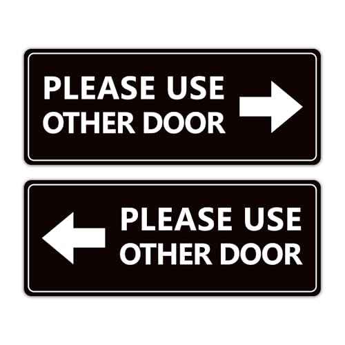 2Pack Use Other Door Sign£¬Self-Adhesive Weatherproof Vinyl Please Use Other Door Sticker, Left Right Arrow Entrance Sticker Sign for Home,Office, Business, School, Store, Restaurant