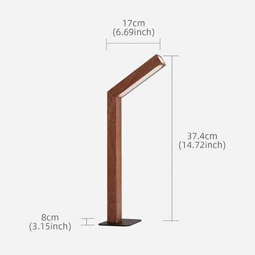 Wooden Desk Light £¬Dimmable Desk Lamp for Home Office with USB Wireless Charging Port £¬Touch Control RotatableDesk Adjustable Night Light(Sapele Wood)