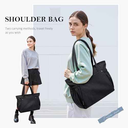 Tote Bag for Women, 14Inch Work Bags with Zipper Computer Laptop Handbag with Compartments for Travel, Daily