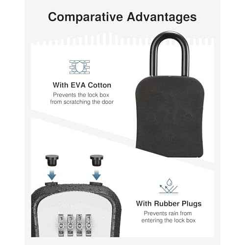 Puroma Lock Box Combination Key Lock Box, Wall-Mounted Portable Storage Lockbox for Keys with Resettable Code, Outside Safe Security Box for House, Apartment, Office Key Storage (4 Pack, Gray)