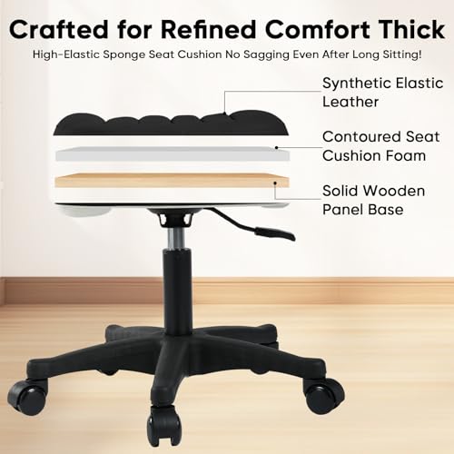 LIMKOMES Black Ergonomic Adjustable Under Desk Footrest Ottoman with Wheels