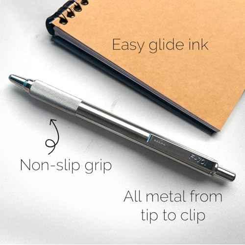 Zebra Pen F-701 Retractable Ballpoint Pen, 0.8mm Fine Point, Stainless Steel Barrel, Ideal for Office Supplies, School Supplies & Teacher Supplies, Black Ink, 3-Pack Plus 2 Refills (29412)