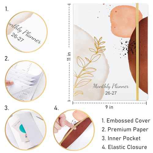 2026-2027 Monthly Planner - 2 Year Monthly Planner 2026-2027, Jan. 2026 - Dec. 2027, 9'' ¡¿ 11'', 24 Monthly Planner, Inner Pocket, Elastic Closure