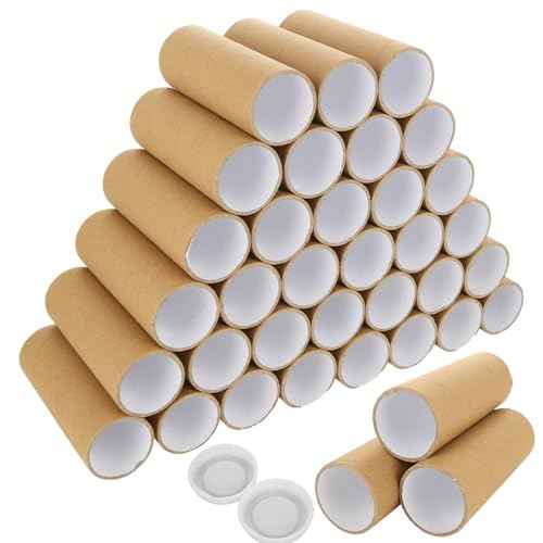 40PCS 2" x 6" Mailing Tubes with Caps, Small Cardboard Shipping Tubes,Kraft Paper Tube Mailers for Shipping, Packing, Art Prints, Maps, Blueprint