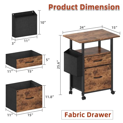 GYIIYUO Light Brown 25.59''W 2-Drawer Mobile File Cabinet with Printer Stand