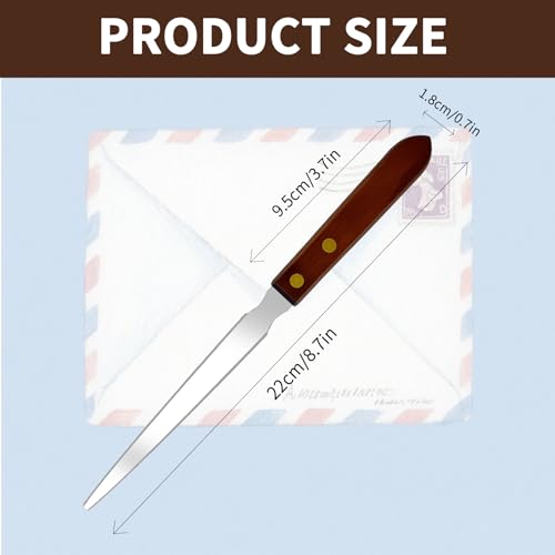 2Pcs Stainless Steel Letter Openers with Wood Handles - Office & Home Mail Slitter (Variation 2)