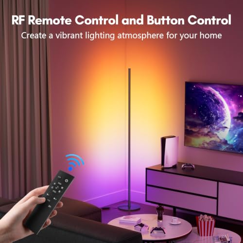 Obsidian Black RGB+IC Corner Floor Lamp with App & Remote Control