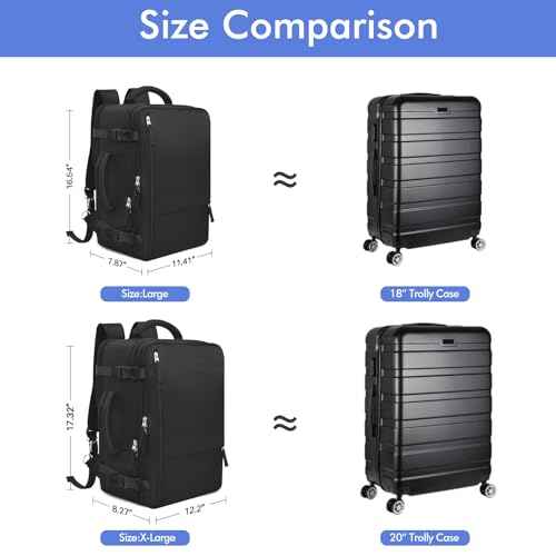 Travel Laptop Backpack Carry On Backpack for Men Women Flight Approved College School Computer Bag for Business Hiking Personal Item Backpack Fits 17.3 Inch Notebook Black