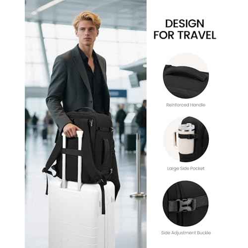 LOVEVOOK Travel Backpack for Women Men with Garment Bag, 40L Carry on Backpack as TSA Personal Item Flight Approved, Luggage Daypack Fits 17.3" Laptop, Overnight Business Weekender Travel Essential