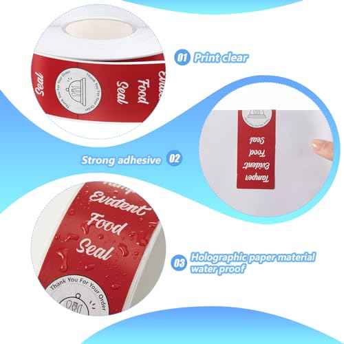 1000 Pieces Tamper Evident Stickers for Food Delivery 1.5 x 6 Inches Red Tamper Seal Proof Tape Safe Labels Sealed for Freshness Drink Food Container Pizza Boxes