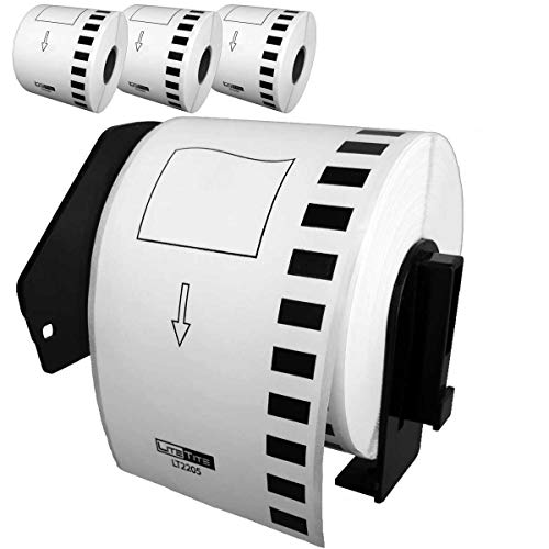DK-2205 (4 Rolls) Continuous Length Paper Tape Labels, Compatible with Brother P-Touch QL-Series, 2.4 (2-3/7) Inches (62mm) by 100 ft, Includes (1) Snap-On-Frame (LT2205)