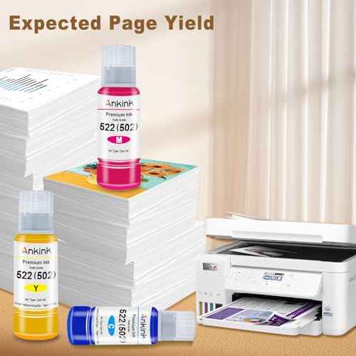 Ankink 522 Ink Refill Bottles Compatible for T522 522 Refill Ink Bottle Use for EcoTank ET-2800 ET-2803 ET-2850 ET-2720 ET-3750 ET-4800 ET-4700 ET-2750 ET-2400 ET-4810 Black Color 6 Pack