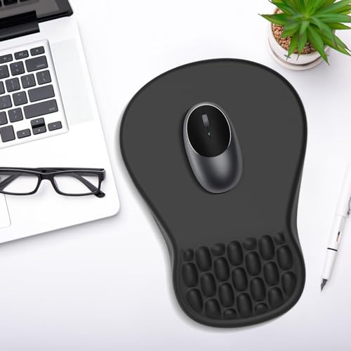YIWEI Black Ergonomic Mouse Pad with Wrist Rest for Carpal Tunnel Pain Relief