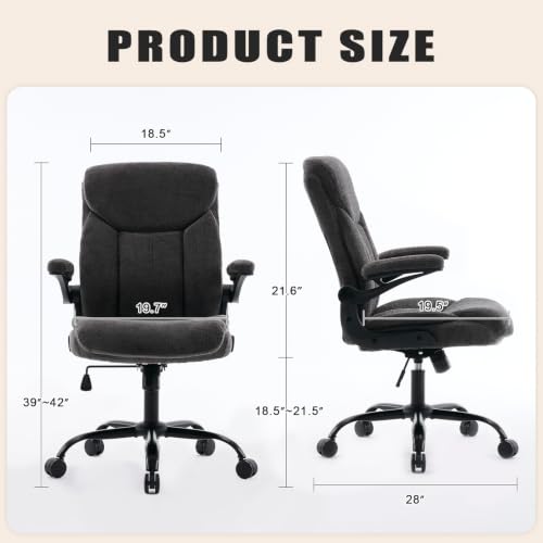 JOYNET Grey Executive Fabric Office Desk Chair — Ergonomic Study & Work Chair