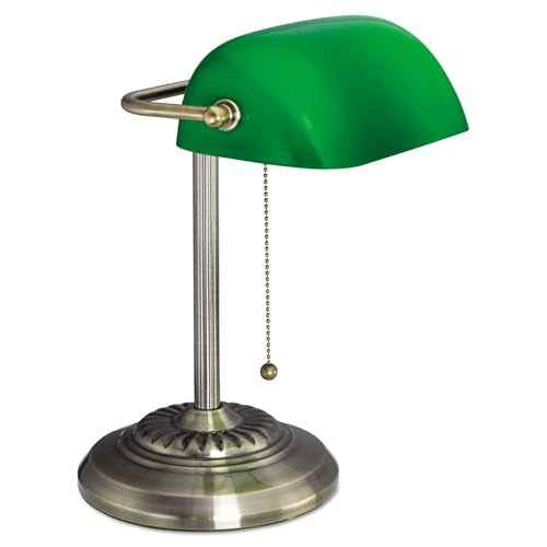 Alera ALELMP557AB Traditional 10.5 in. x 11 in. x 13 in. Banker's Lamp - Antique Brass/Green