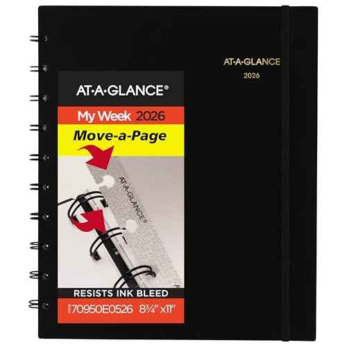 AT-A-GLANCE 2026 Appointment Book Planner, Weekly & Monthly, 8.75" x 11", Large, Move-A-Page, Black (70950E0526)
