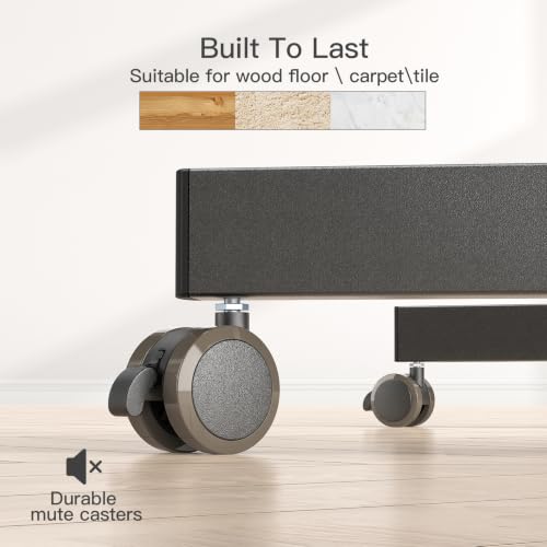 Perlegear Black Rolling TV Stand for 13-50 Inch TVs, 30° Tilt & Adjustable Height