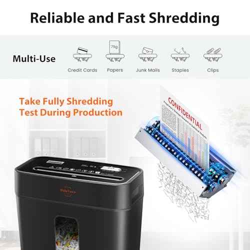 Shredder for Home Use 8-Sheet Cross-Cut Paper Shredder with P-4 Higher Security,Shred Card/Clip/Staple,Small Document Shredding Machine for Home Office Heavy Duty with Jam Proof,3.04-Gal Bin