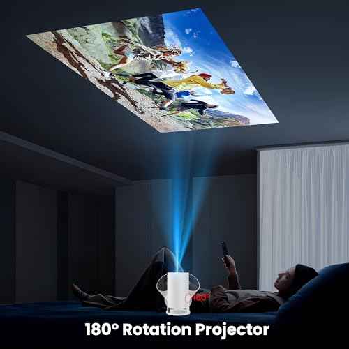 [Auto Keystone]HY300Pro Portable Mini Projector with Wi-Fi Bluetooth USB HDMI, Full HD 1080P 4K Support, Built-in Android Netflix & YouTube Ready, Home movie theater, Kids Gift,Phone & PC Mirroring