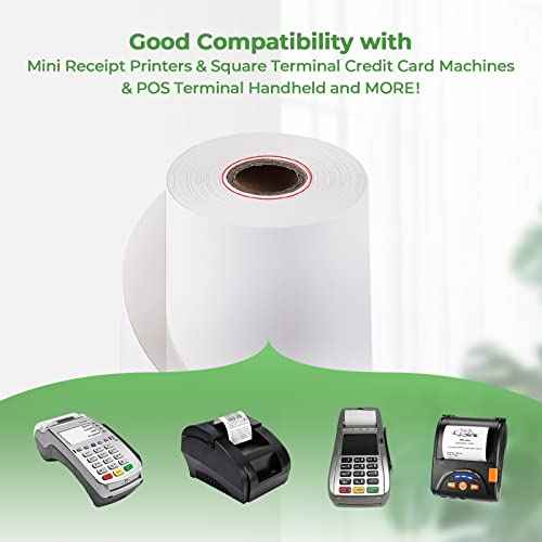 MUNBYN 2 1/4" x 50' Thermal Paper (50 Rolls), BPA Free Receipt Paper, 58mm Thermal Receipt Papers Fits All 58mm Thermal POS Printer, Square Terminal Credit Card Machines thick enough printers clearly