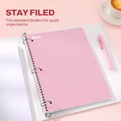 SUNEE Pastel Spiral Notebooks Pack of 3 - 8x10.5 College Ruled, Durable Coil, Tear-Out Pages, 70 Sheets Each for School