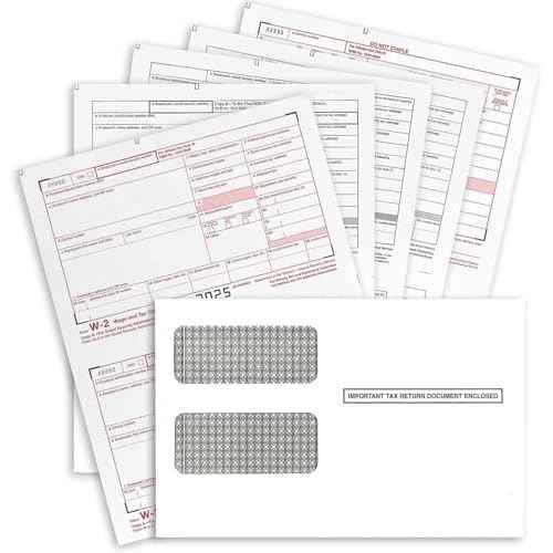NextDayLabels - W2 Forms for 2025, 4 Part Tax Forms, Laser Ink/Jet Forms for QuickBooks and Accounting Software (Set of 25 with Self Seal Envelopes)