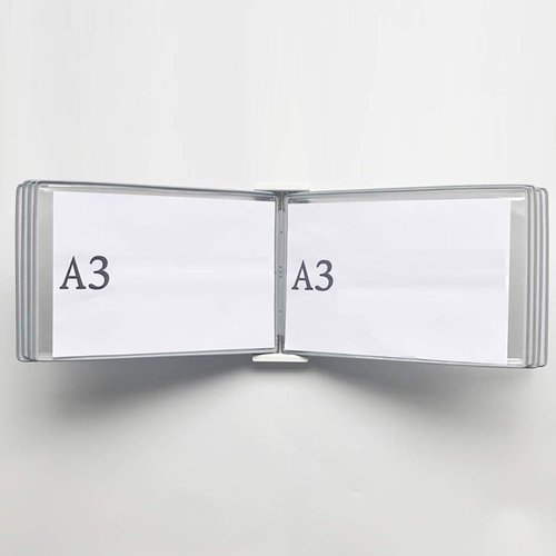 EliteBloom Wall Organiser Board,Catalog Display Rack, Wall Mounted A3 Poster Flip Book Display,Wall-Mounted Loose-Leaf Transparent Page Display Stand 45×33×10CM,N