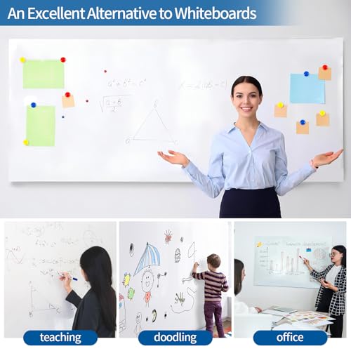 Magnetic Dry Erase Whiteboard 42"x24"- Self-Adhesive Flexible Wall Board Kit with 11 Markers, 6 Magnets, Magnetic Eraser & Holder - Ultra Smooth Writing,Effortless Clean for Office, Home, School