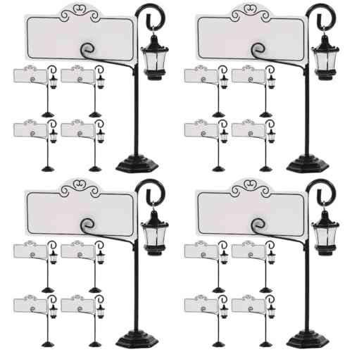 Ciieeo 20 Pcs Business Card Holder Table Sign Holder Wedding Bark Memo Holder Street Lamps Place Holder Place Stands Message Clips Name Stand Seat Card Photo Resin and Iron