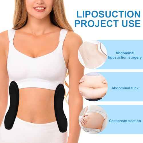 2Pcs Abdominal Side Compression Boards, 11.81x5.51x0.47in Sponge Material Foam Lateral Protectors for Post Surgery Recovery Waist Filling Skin Anti-Sagging Black