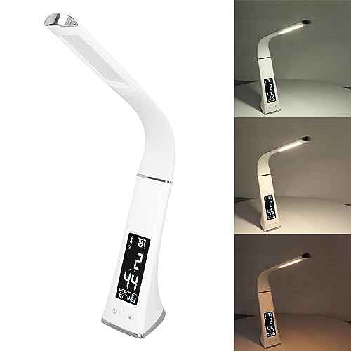Fockety LED Desk Lamp, Charging Eye Caring 3 Modes Reading Lights Digital Display Touch Control Desk Light for Office, Study, Dorm