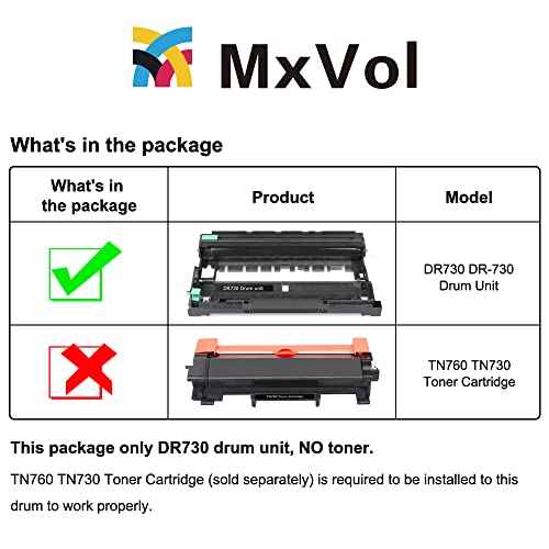 MxVol Compatible DR730 Drum Replacement for Brother DR730 DR-730 DR760 Drum Unit use for MFC-L2690DW MFC-L2710DW MFC-L2750DW HL-L2325DW HL-L2350DW HL-L2370DW HL-L2390DW HL-L2395DW Printer (NO Toner)