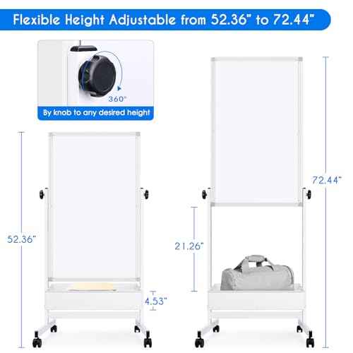 maxtek Mobile White Board Easel, 40x24 Inches Magnetic Storage Dry Erase Board Easel for Classroom, Rolling Height Adjustable Stand on Wheels for Home, School, Teachers & Kids