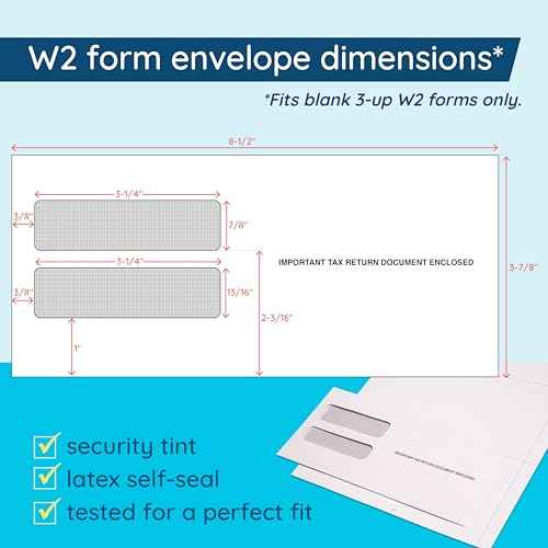 Blue Summit Blank W2 3 Up Tax Forms 2025, W2 Perforated Paper 100 Employee Sets, Ideal for E-Filing, Compatible with Quickbooks and Laser or Inkjet Printers, 100 Sheets and Self Seal Envelopes