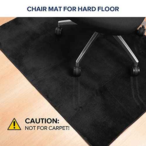 Large Office Chair Mat for Hard Floor, 63"x51" - Flannel Fabric Desk Rug, Protector for Home Office (Black)