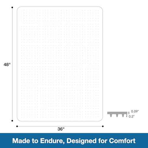Chair Mat for Carpet, 36" x 48" Desk Chair Mat for Carpeted Floors, Non-Slip Office Vinyl Mat for Carpet with Studded, Easy Glide Heavy Duty Floor Protector Mat for Home Office, Clear
