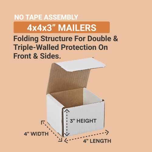 AVIDITI Shipping Boxes Small 4"L x 4"W x 3"H, 50-Pack | Corrugated Cardboard Box for Packing, Moving and Storage 4x4x3 443