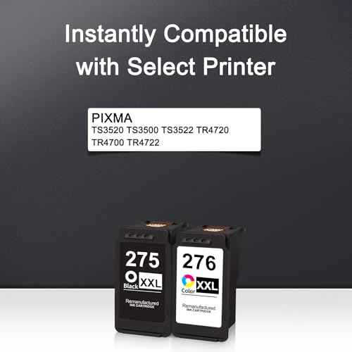 PG-275XL/CL-276XL Ink Cartridge Combo Pack Replacement for Canon 275 XL 276 XL 275/276 Ink Cartridges for PIXMA TS3520 TS3500 TS3522 TR4720 TR4722 TR4700 (1 Black, 1 Tri-Color)